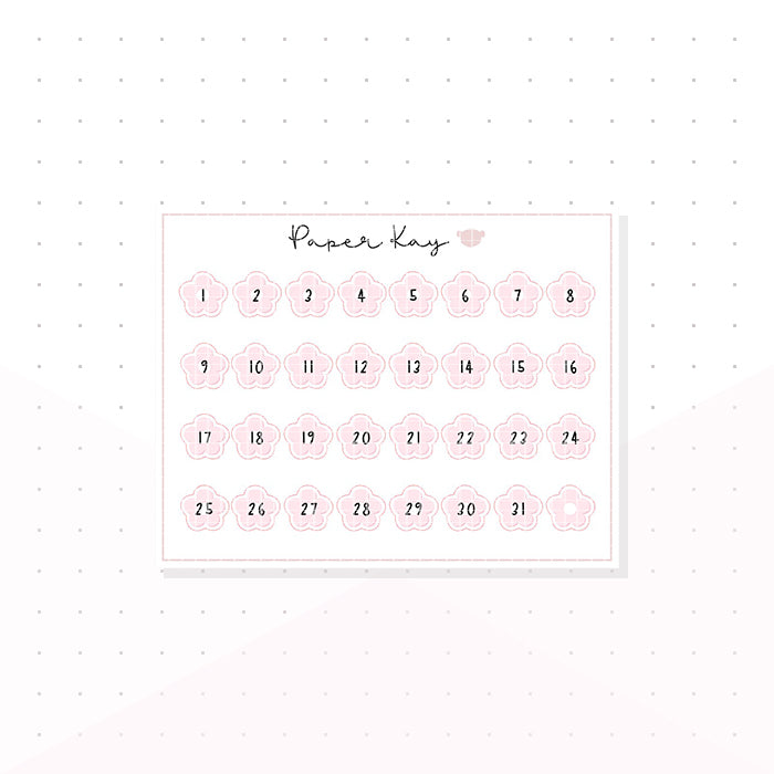 Mini Pink Flower Date Dots - Planner Stickers