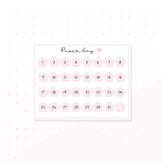 Mini Pink Flower Date Dots - Planner Stickers