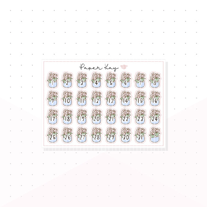 Planner Life Vase Date Dots - Planner Stickers
