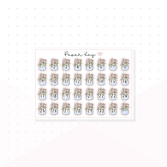 Planner Life Vase Date Dots - Planner Stickers