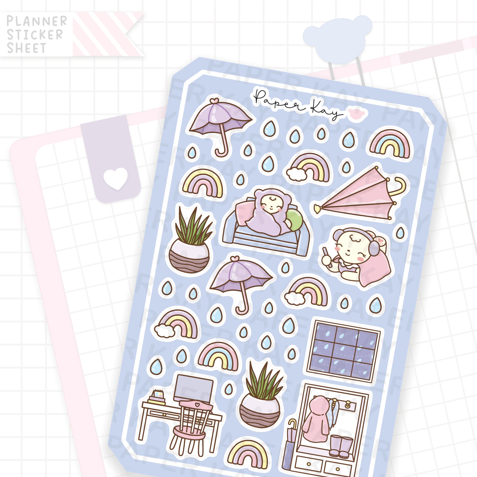 Raindrops Blue Bujo Deco Stickers