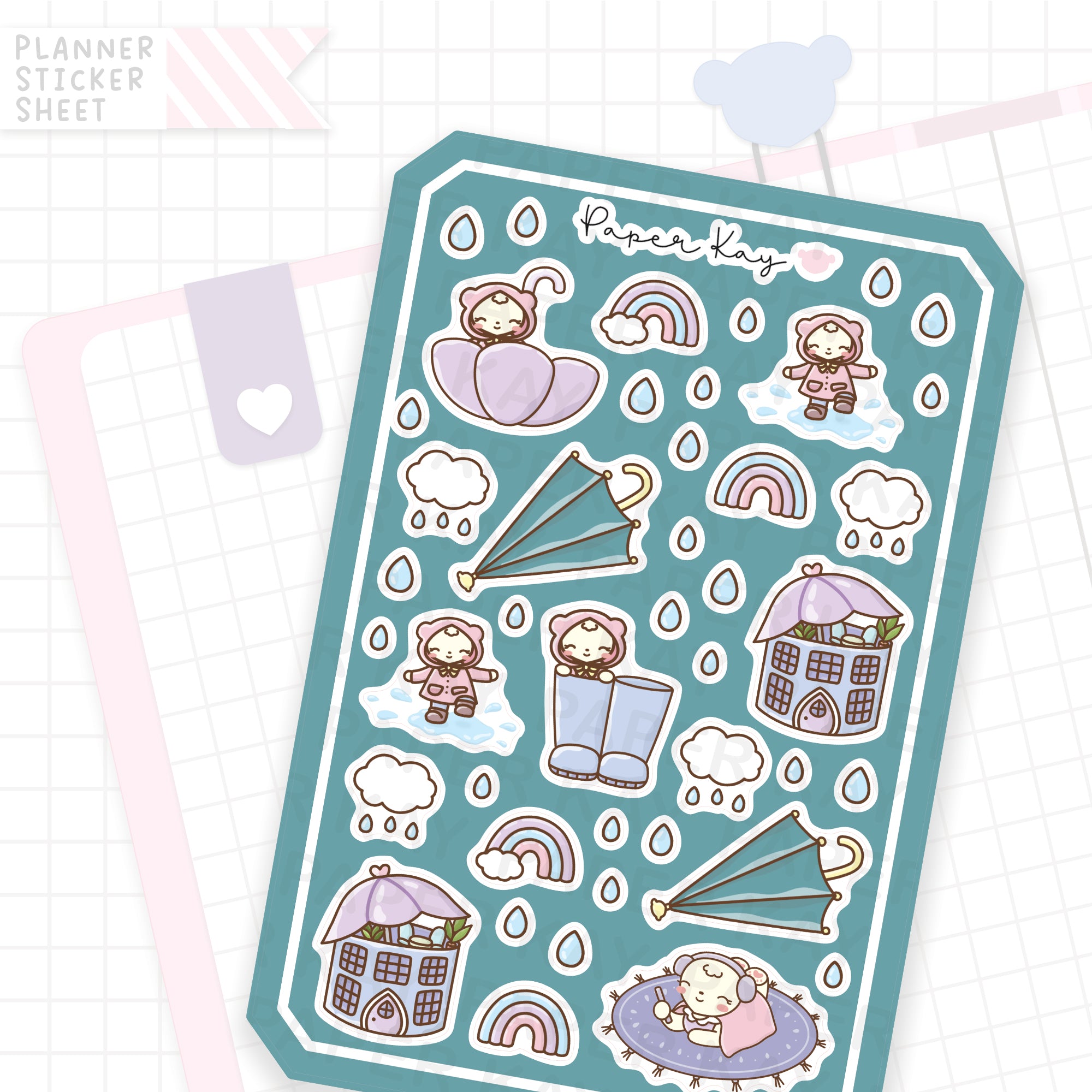 Raindrops Green Bujo Deco Stickers – Paper Kay