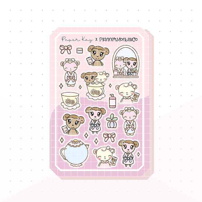 Pink Self Care Deco Bujo Deco Planner Stickers - Paper Kay x PlannerMonkeyCo