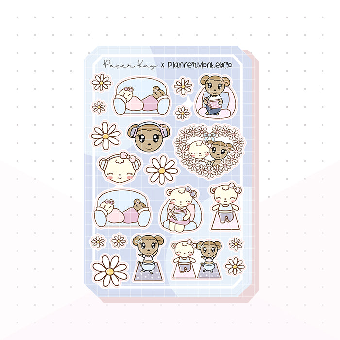 Blue Self Care Deco Bujo Deco Planner Stickers - Paper Kay x PlannerMonkeyCo