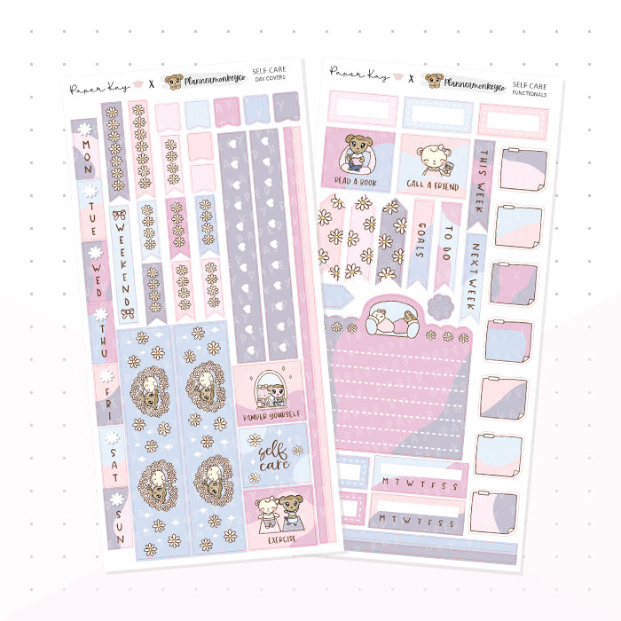 Self Care Hobonichi Weeks Kit - Planner Stickers - Paper Kay x PlannerMonkeyCo