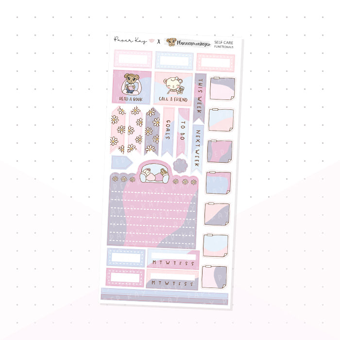 Self Care Hobonichi Weeks Kit - Planner Stickers - Paper Kay x PlannerMonkeyCo