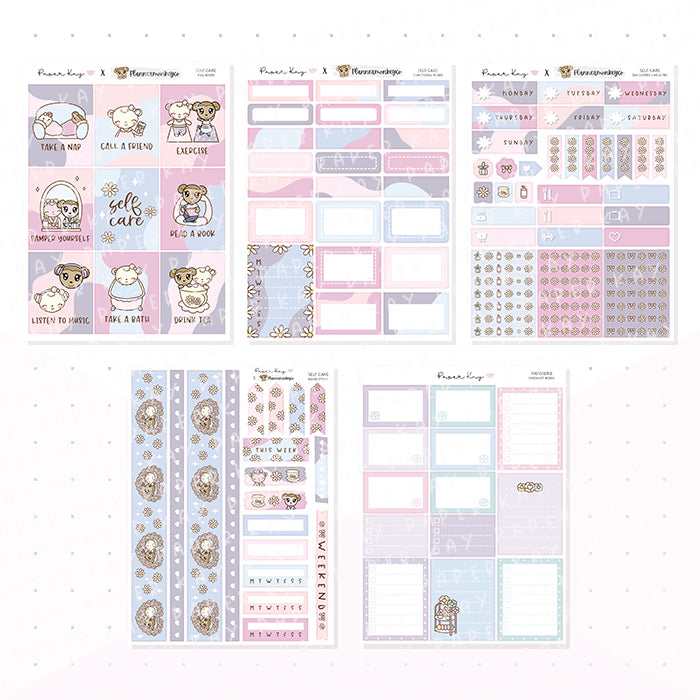 Self Care Vertical Kit - Planner Stickers - Paper Kay x PlannerMonkeyCo