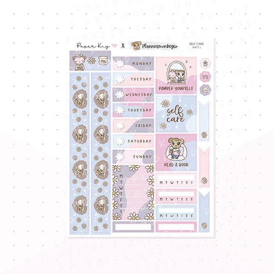 Self Care Hobonichi Cousin Kit - Planner Stickers - Paper Kay x PlannerMonkeyCo
