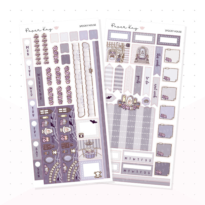 Spooky House Hobonichi Weeks Kit - Planner Stickers