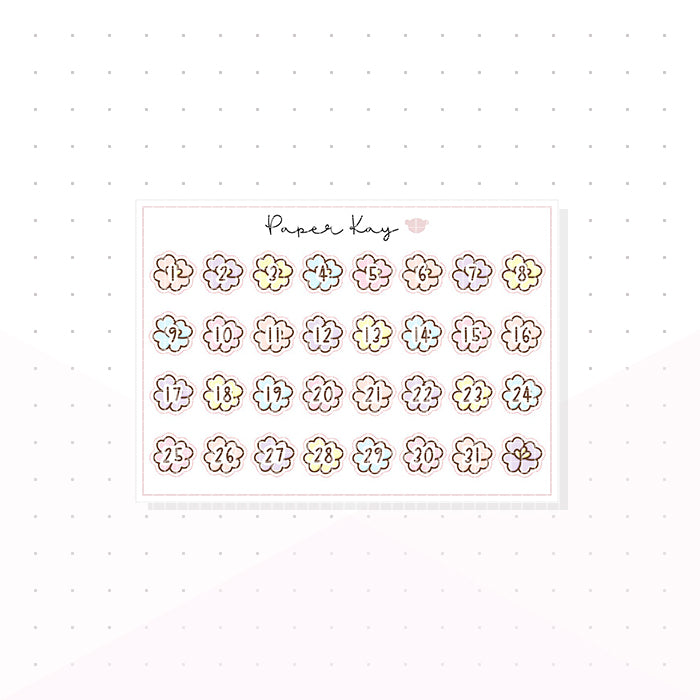 Spring Bunny Pansies Date Dots - Planner Stickers