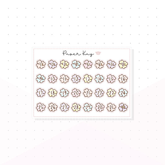 Spring Bunny Pansies Date Dots - Planner Stickers