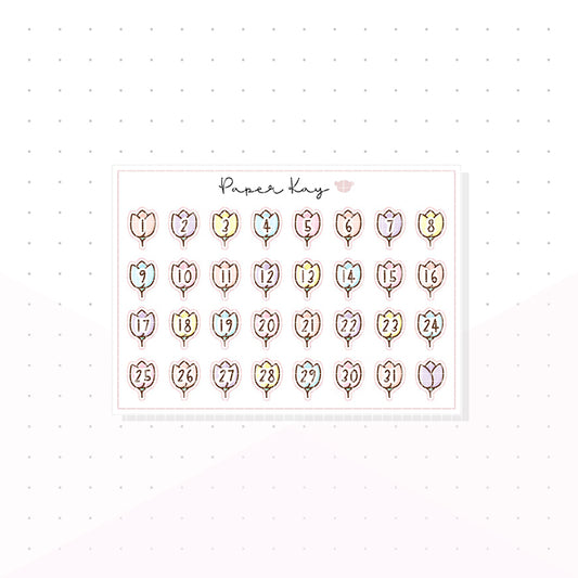 Spring Bunny Tulip Date Dots - Planner Stickers
