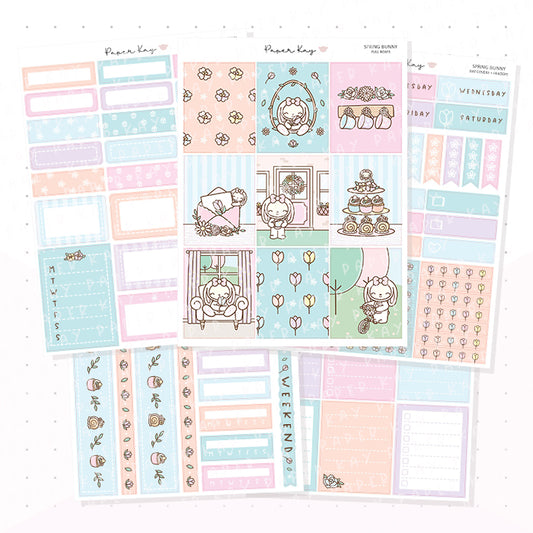 Spring Bunny Vertical Kit - Planner Stickers
