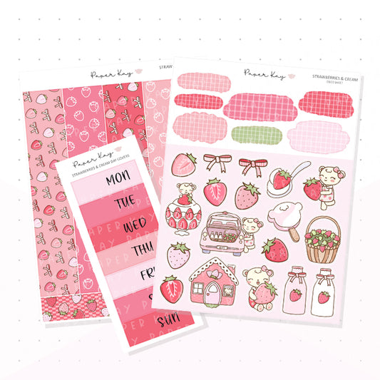 Strawberries and Cream Journaling Kit - Planner Stickers