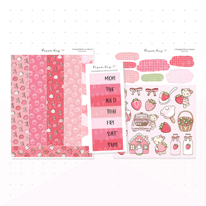 Strawberries and Cream Journaling Kit - Planner Stickers