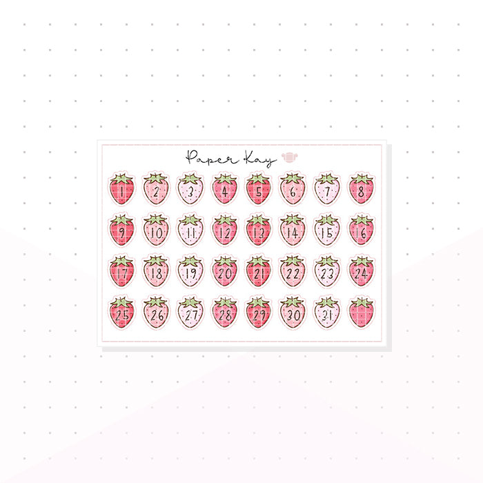 Strawberry Date Dots - Planner Stickers