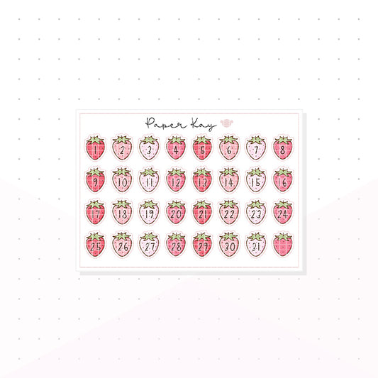 Strawberry Date Dots - Planner Stickers