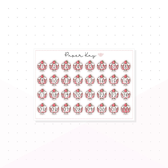 Strawberries and Cream Date Dots - Planner Stickers