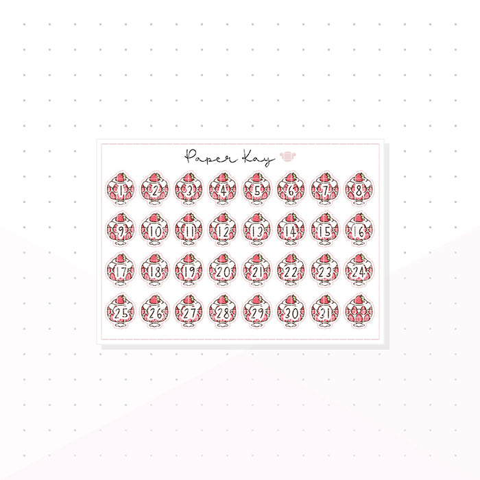 Strawberries and Cream Date Dots - Planner Stickers