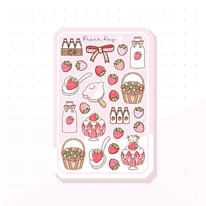 Strawberries and Cream Deco Planner Stickers