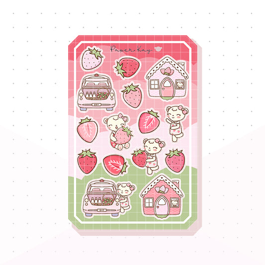 Dot the Bear - Strawberries and Cream Deco Planner Stickers