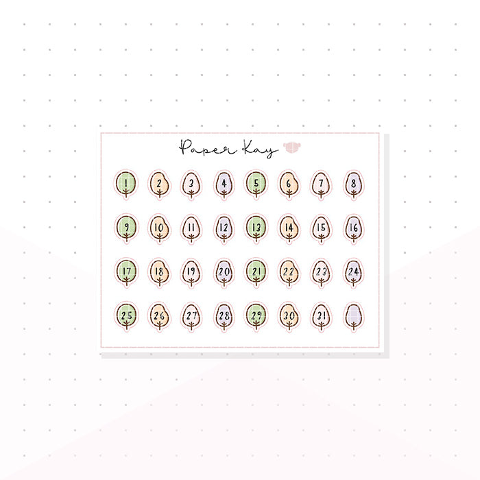 Mini Summer Tree Date Dots - Planner Stickers