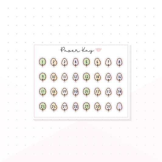 Mini Summer Tree Date Dots - Planner Stickers