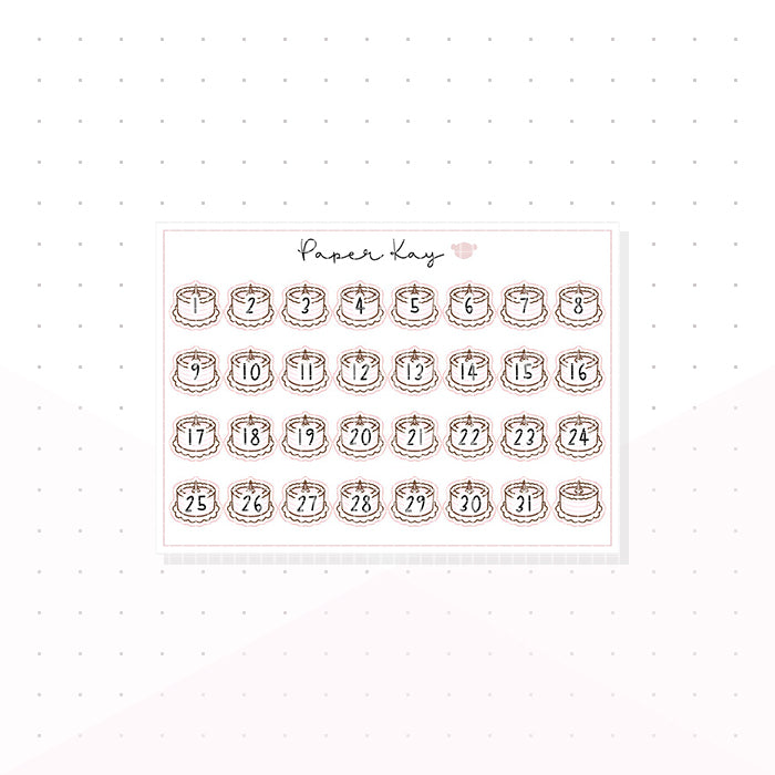 Sweet Birthday Cake Date Dots - Planner Stickers