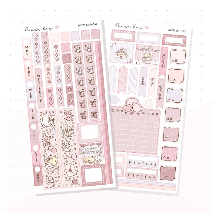 Sweet Birthday Hobonichi Weeks Kit - Planner Stickers