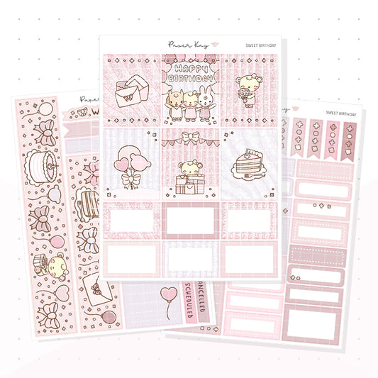 Sweet Birthday Weekly Vertical Kit - Planner Stickers