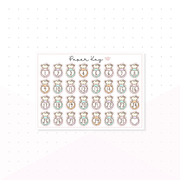 Sweeties Dot the Bear Date Dots - Planner Stickers