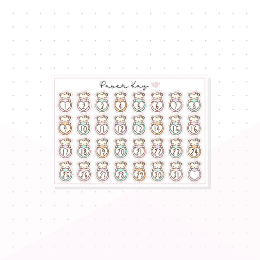 Sweeties Dot the Bear Date Dots - Planner Stickers