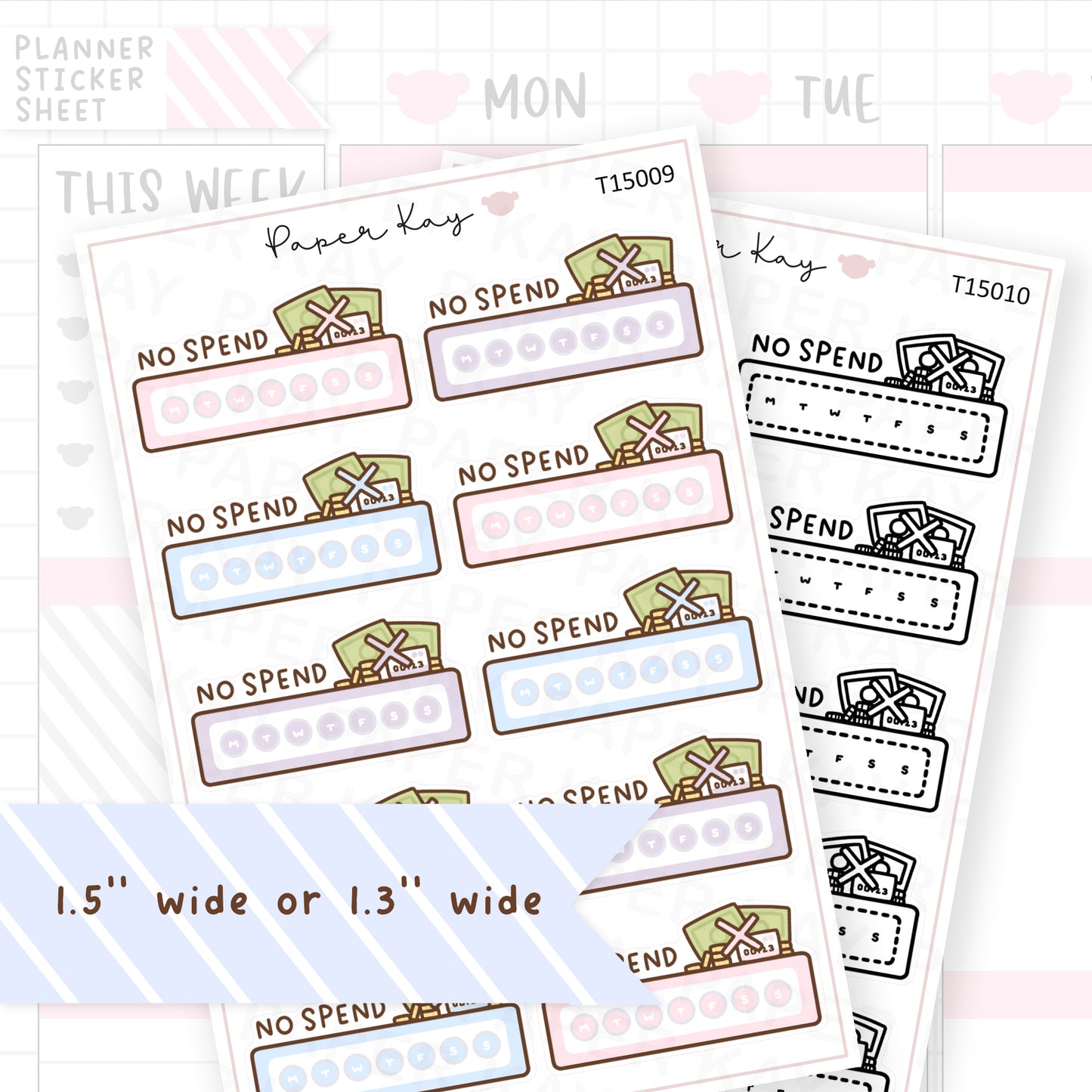 No Spend Tracker Sticker Sheet