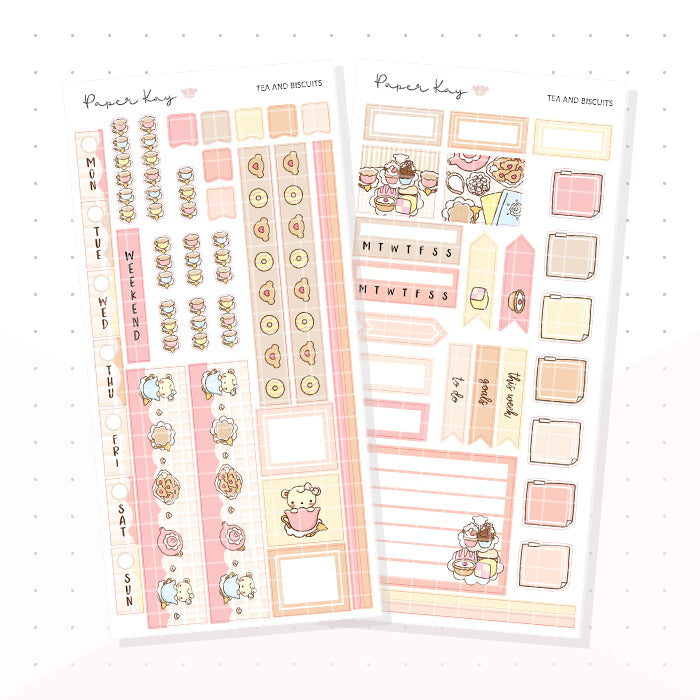 Tea and Biscuits Hobonichi Weeks Kit - Planner Stickers