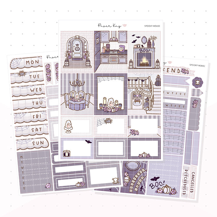 Spooky House Weekly Vertical Kit - Planner Stickers