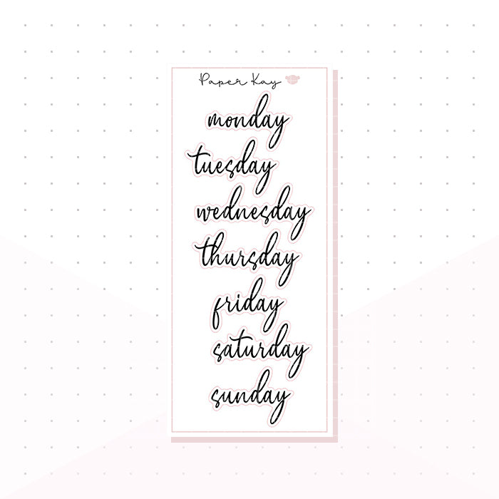 Weekday Script 4 - Bujo Planner Stickers