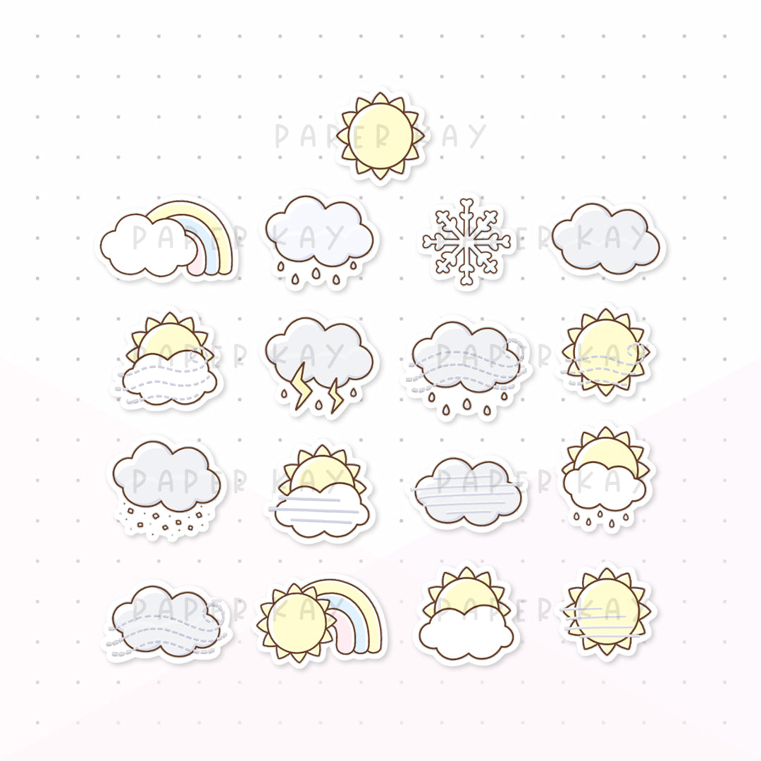 Individual Weather Icons Sheets - Planner Stickers