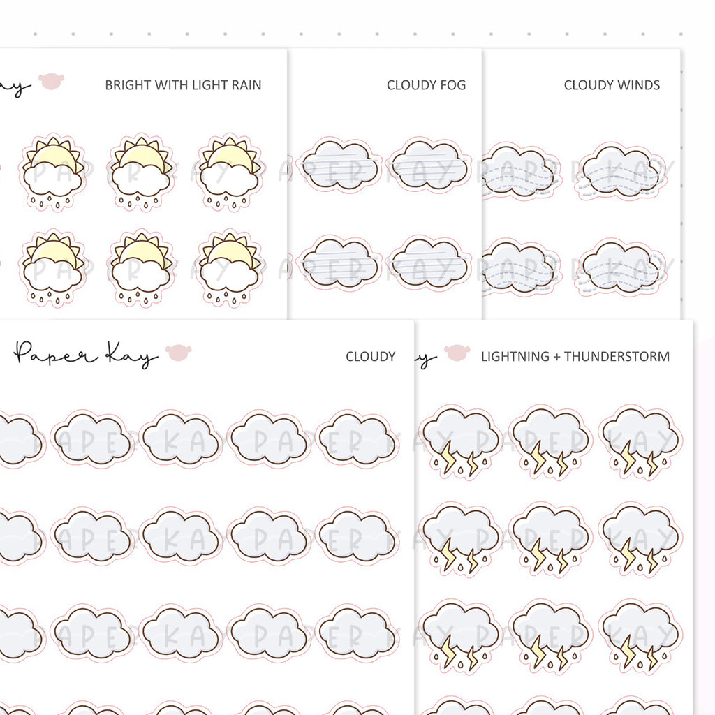 Individual Weather Icons Sheets - Planner Stickers