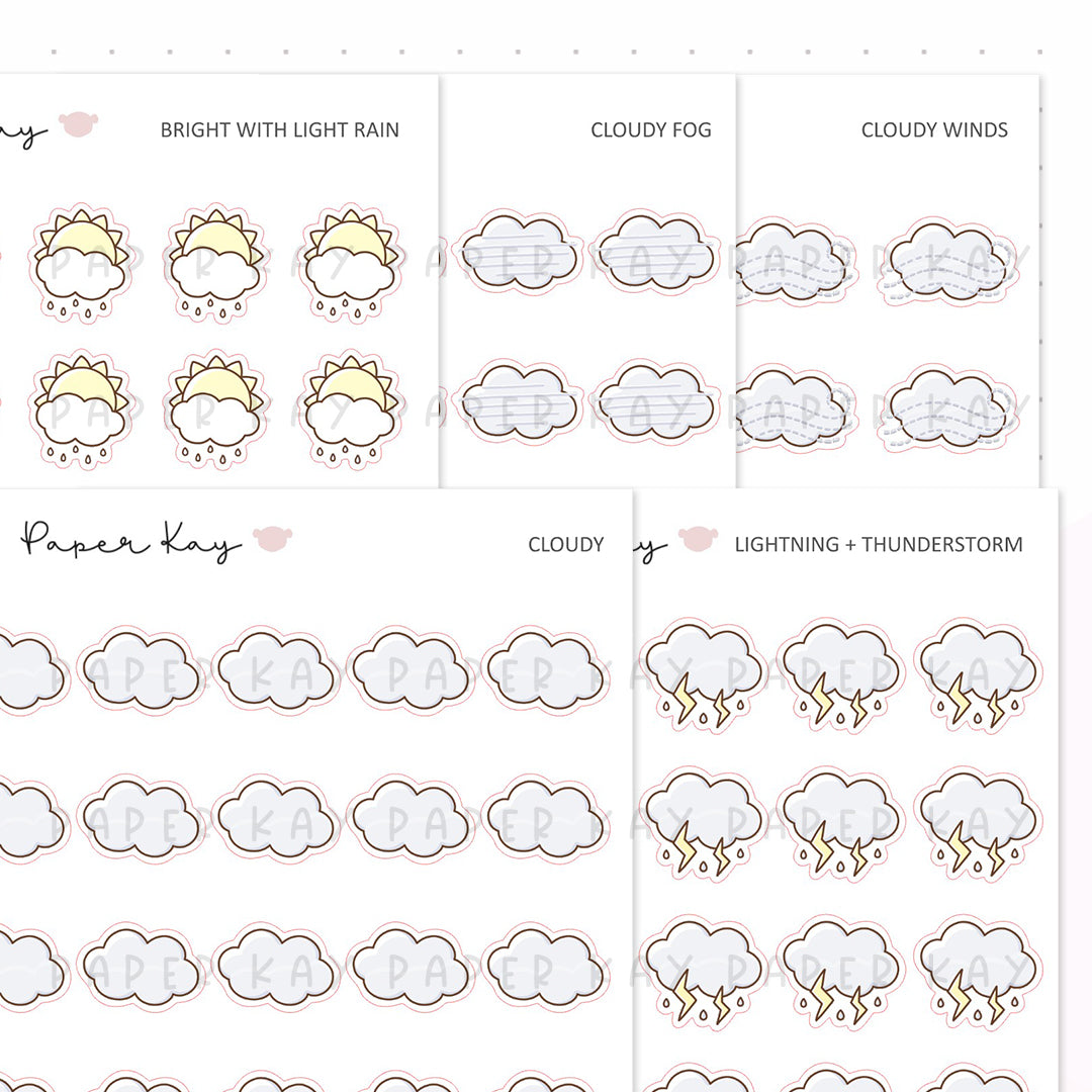 Individual Weather Icons Sheets - Planner Stickers