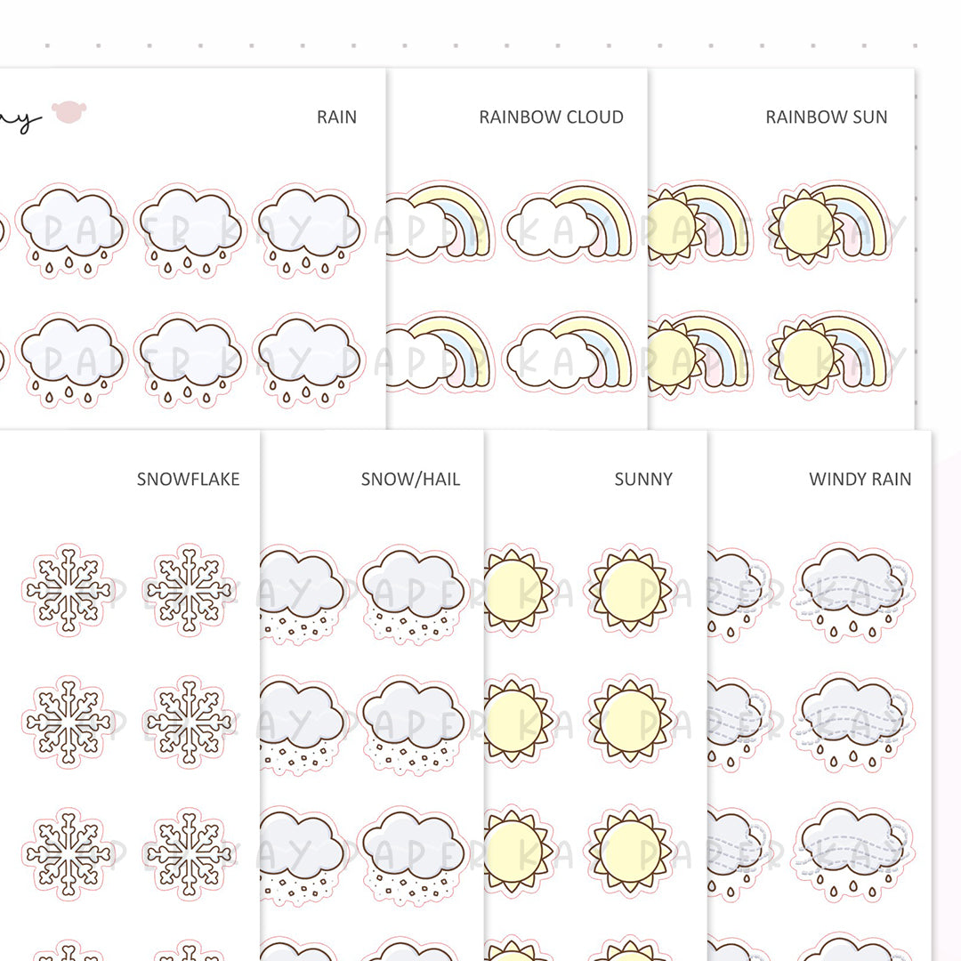 Individual Weather Icons Sheets - Planner Stickers