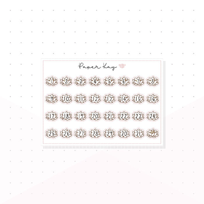 Lotus Flower Date Dots - Zen Life - Planner Stickers