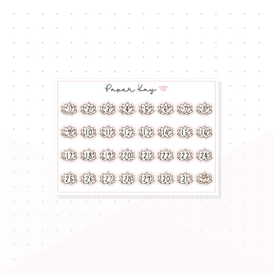 Lotus Flower Date Dots - Zen Life - Planner Stickers
