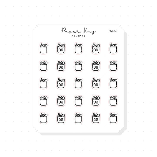 (PM058) Food Shopping / Grocery - Tiny Minimal Icon Stickers