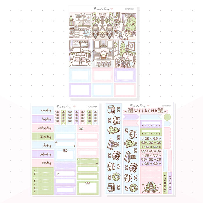 Pastel Nutcracker Weekly Vertical Kit - Planner Stickers