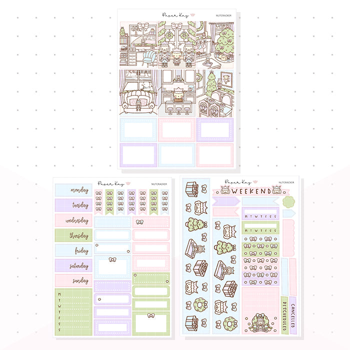 Pastel Nutcracker Weekly Vertical Kit - Planner Stickers