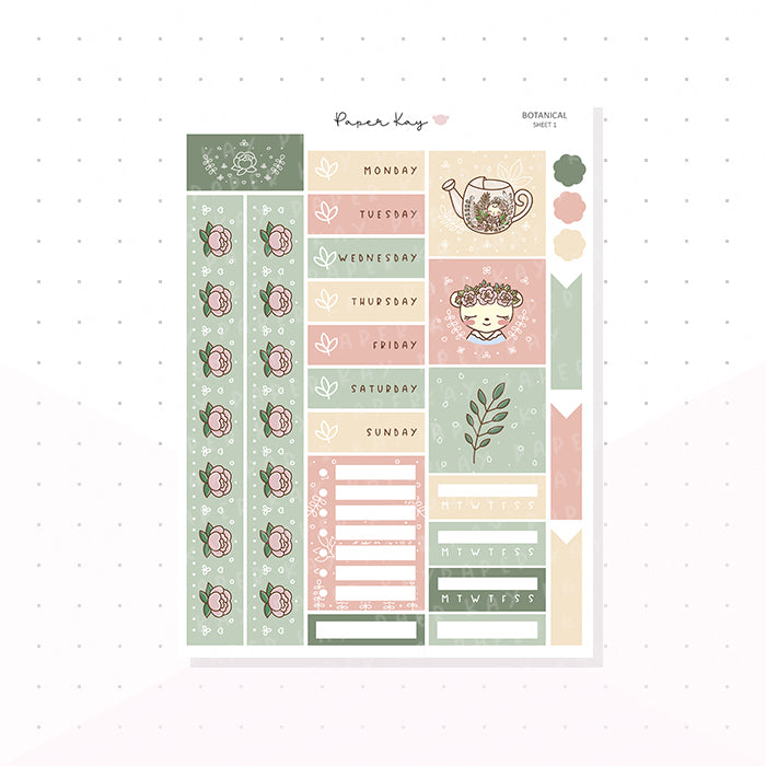 Botanical Hobonichi Cousin Kit - Planner Stickers