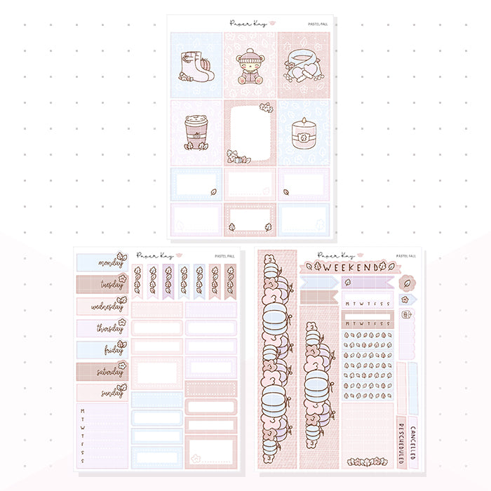 Pastel Fall Weekly Vertical Kit - Planner Stickers