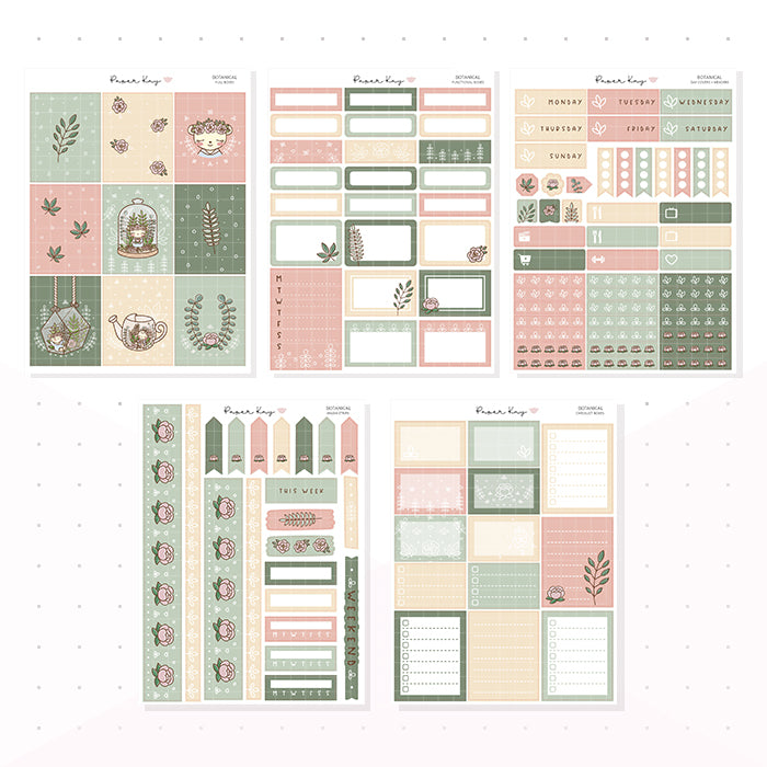 Botanical Weekly Vertical Kit - Planner Stickers