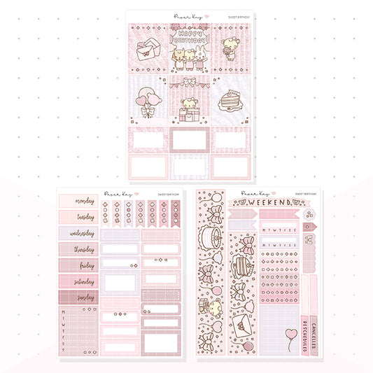 Sweet Birthday Weekly Vertical Kit - Planner Stickers