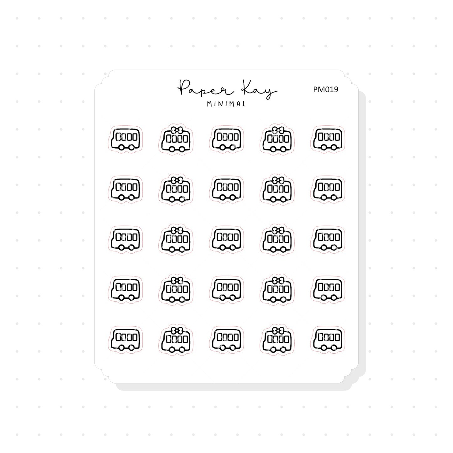 (PM019) Bus / Coach - Tiny Minimal Icon Stickers